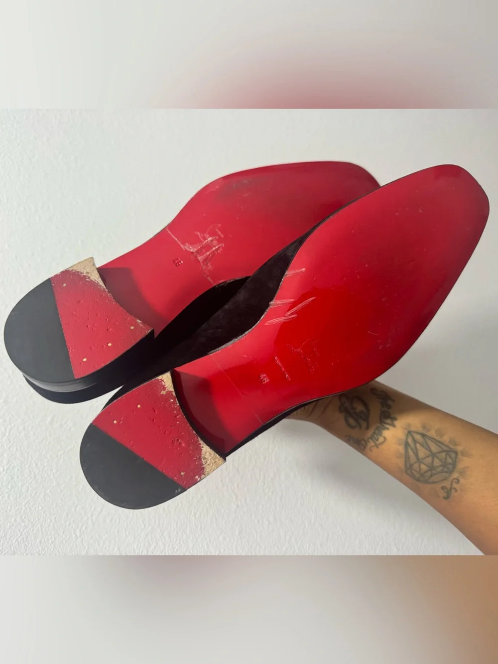 Christian Louboutin Black Suede Slip-On Loafers men’s size 46